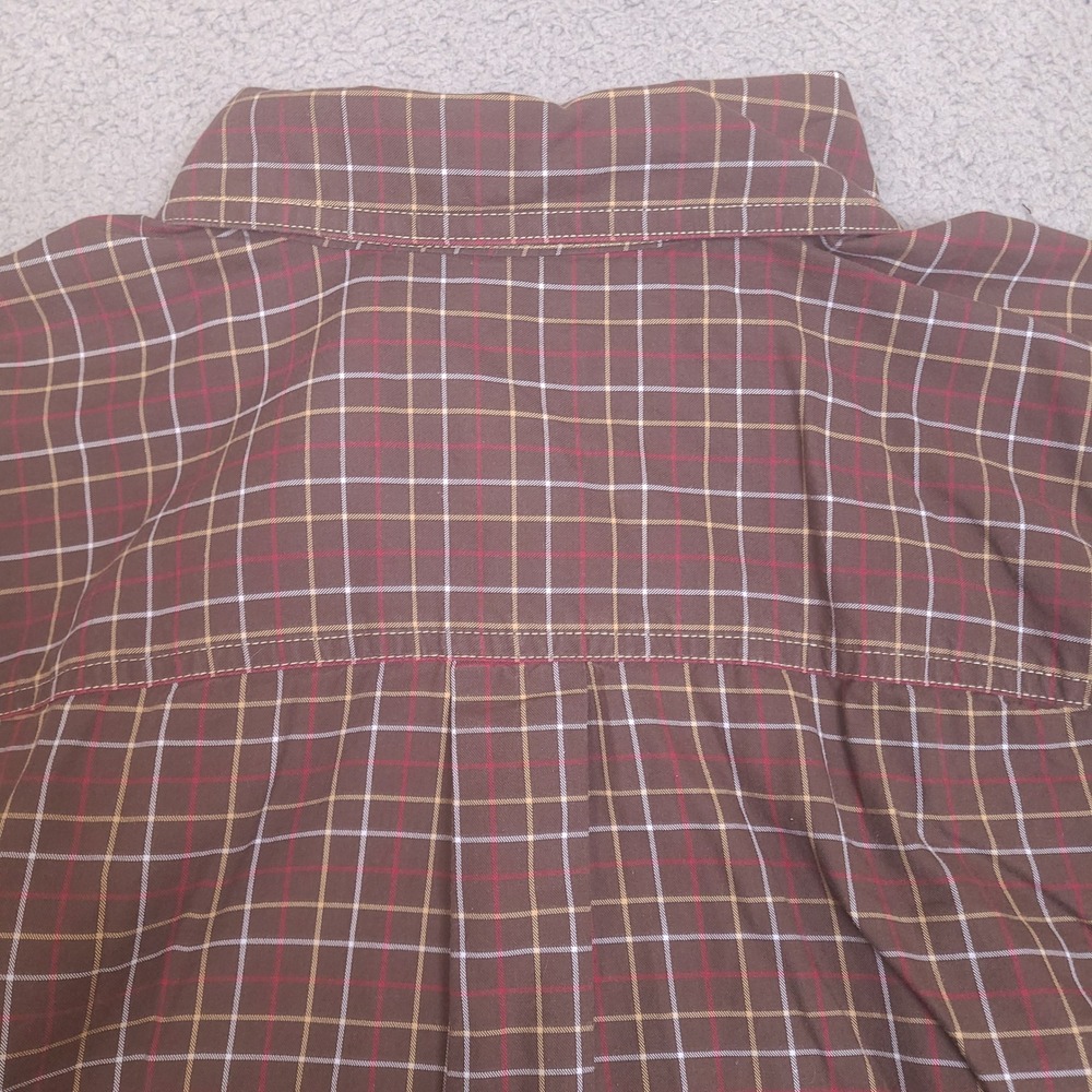 Eddie Bauer Mens Button‎ Down Shirt XLT Tall XL Brown Plaid Long Sleeve Cotton - Picture 13 of 13